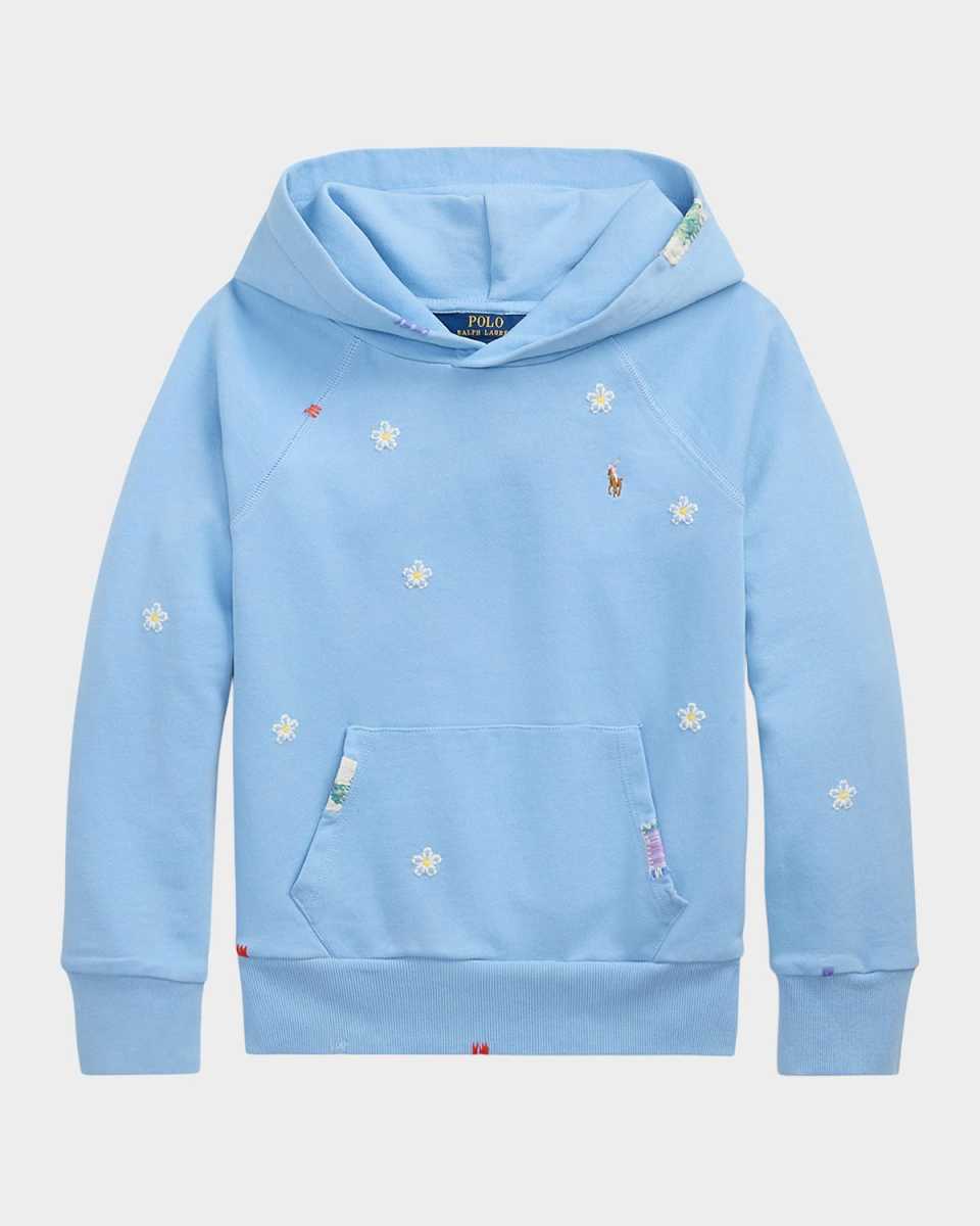 Girl's Floral Embroidered Hoodie, Size S-XL